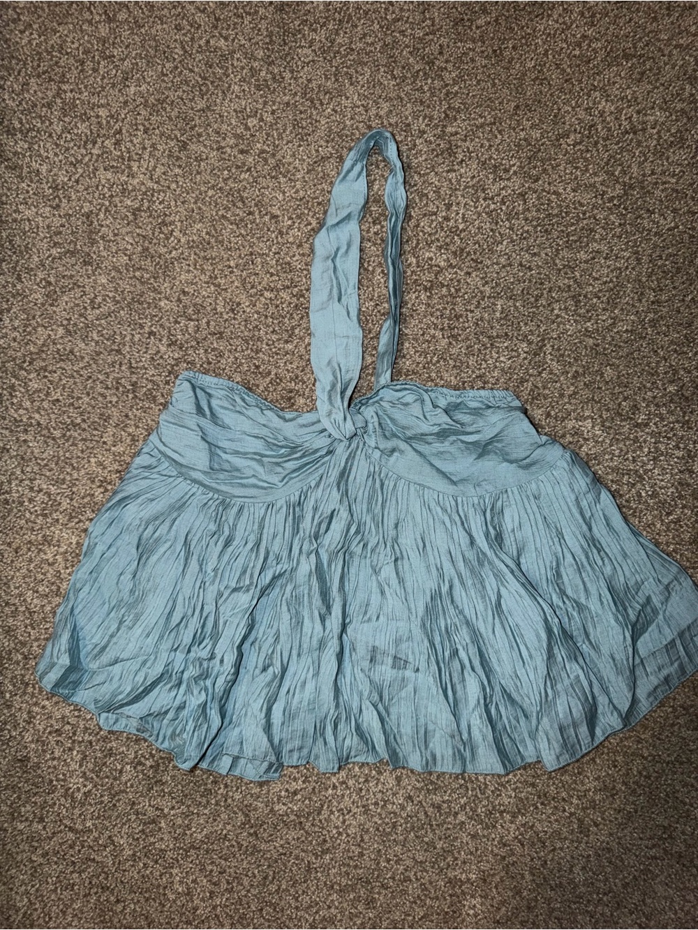 Light Blue Women's Halter Peplum Top